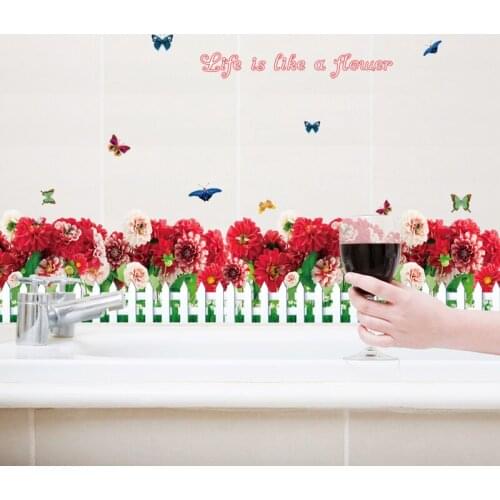 SK7002 Grass waist baseboard living room wall stickers home decor small flowers waterproof removable stickers PVC