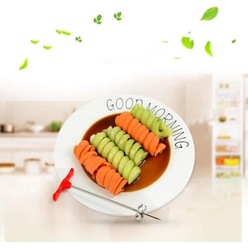 1PC Stainless Steel Spiral Knife Creative DIY Cucumber Rotary Roll Fruit Vegetable Twist Knife Wave Knife Potato Slicer LB 281