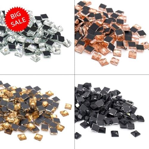 200pcs Colorful Square 4-10mm Super Bright Glass Crystals Hot fix Rhinestones Strass Hotfix Iron Use On Fabric Garment DIY