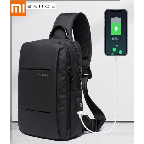 Xiaomi Mens Trend Fashion chest bag leisure outdoor sports bag Oxford cloth crossbody bag USB charging shoulder bag