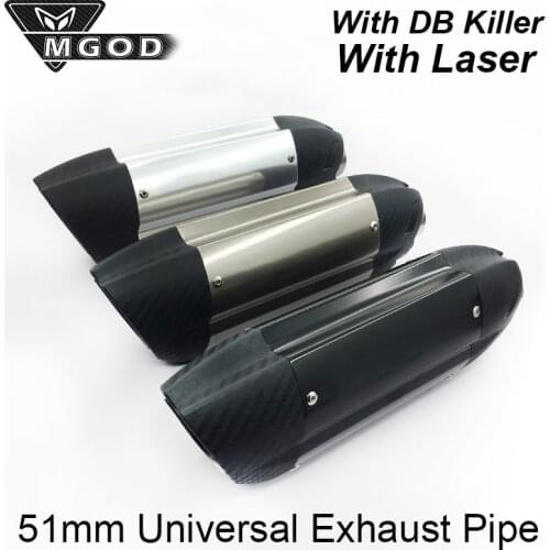 Universal 51mm Motorcycle Exhaust Muffler Pipe Escape Moto Laser Silencer DB Killer For Devil Monster 796 Z900 CBR650F Modified