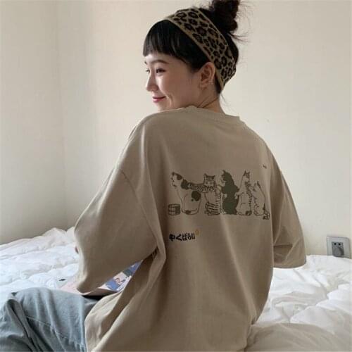 High Street School Lovely Cartoon Printed Female Tshirt Girls Kawaii Women Summer New Design Summer Streetwear