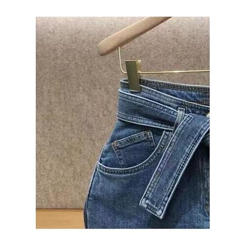 Womens Blue Denim Shorts 2021 New Summer Lace-up Sashes Female Casual Jeans