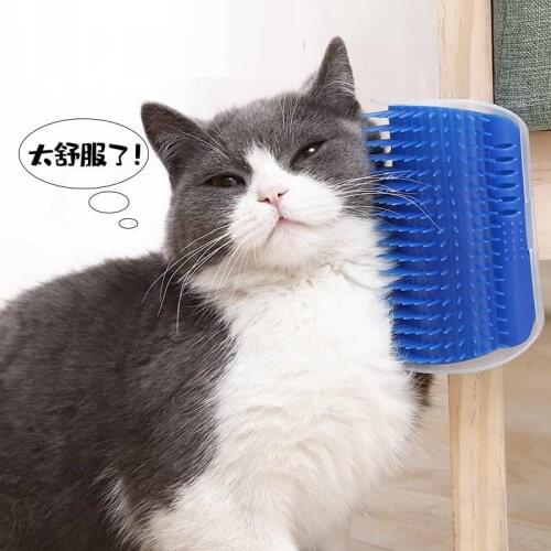 1 Pcs Cat Corner Brush For Long Hair Squeaky Face Massage Comb Comfortable Self Grooming Brush Free Hand Wall Toy For Cats
