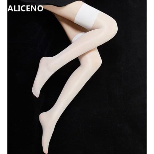 12D Women Shinny Stocking Sexy Wide Adge Collant Donna Thigh High Stockings Ultrathin Medias Sheer Calze For Sexy Lingerie