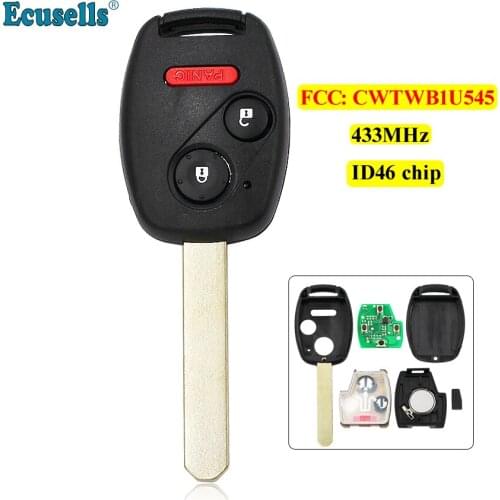 2+1/3 Buttons Remote Key 433MHz with ID46 chip For Honda Pilot 2005 2006 2007 2008 CWTWB1U545/ CWTWBIU545