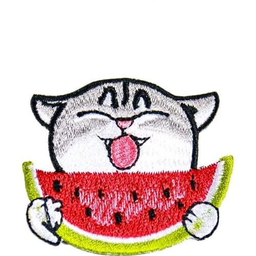 2 PCS Cartoon kitten Eating Watermelon Packaging Baby Personality Paper Sticky Clothes Childrens Clothing Accessories