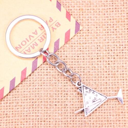 20pcs New Fashion Keychain 30x23mm beach cold drink champagne Pendants DIY Men Jewelry Car Key Chain Souvenir For Gift