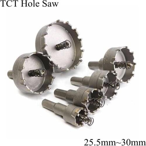 25.5mm 26mm 27mm 28mm 30mm TCT Hole Saw Blade HSS Metal Drill Bit Carbide Tip Cutter Metalworking Stainless Steel Iron Alloy