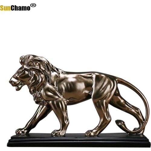 African Ferocious Lion Sculpture Statue Resin Domineering Animal Lion Home Iiving Room Decoration Accessories Craft Gift Statue