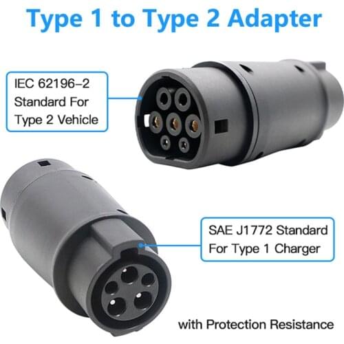AE Anaheim EVSE Adaptor 32Amp SAE J1772 Connector EV Charger Type 1 to Type 2 Adapter Electric Vehicles Car Charging Plug