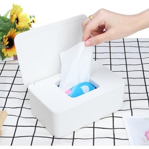 White Plastic Wet Tissue Box Seal Baby Wipes Paper Storage Box Wipes Holder Household Tissue Box with Lid