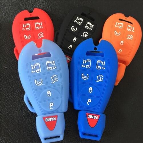 7 Button silicone rubber car key cover case For Chrysler Town Country Dodge Grand Caravan Smart Remote car Key