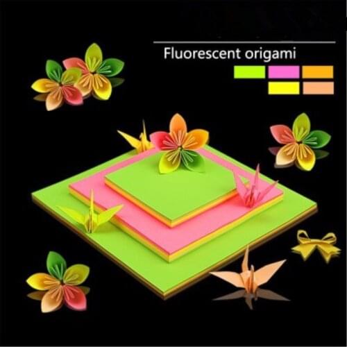 Childrens Square Handmade Color Fluorescence Origami Paper DIY Art Course Materials Embossing Machine Paper