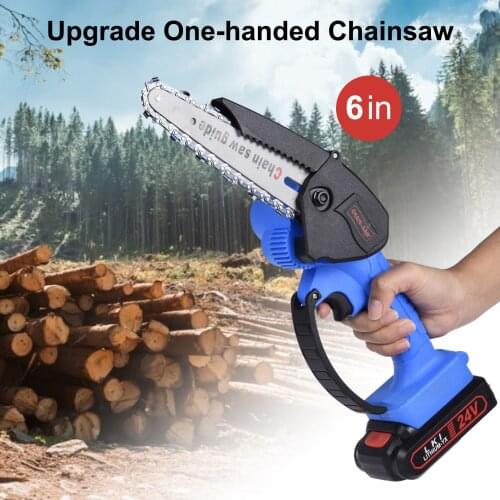 Mini Electric Chainsaw Cordless Handheld Pruning Saw Portable Home Garden Logging Power Tool 24V Lithium Battery Wood Cutter