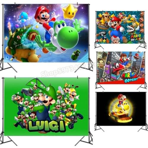 Super Mario Photography Backdrops Photo Background Christmas Backdrop Birthday Party Decorations Kids Take Picture Props Gift