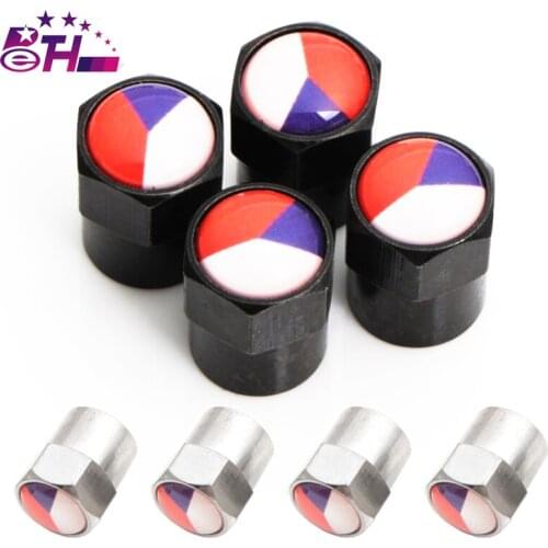 Car-Styling Car Wheel Tire Valves Tyre Caps For Czech Flag for skoda octavia fabia rapid yeti superb Car Accessories 4pcs