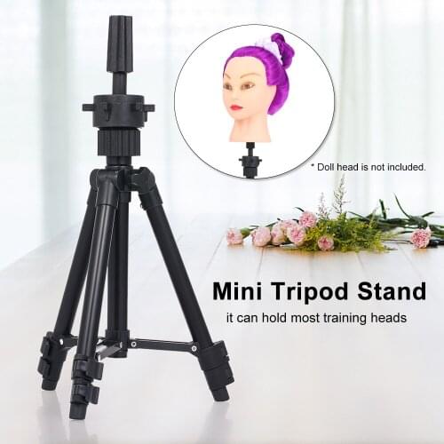 Mini Metal Tripod Stand Adjustable Cosmetology Hairdressing Training Mannequin Head Wig Stand for Doll Head Block Wig Head Stand