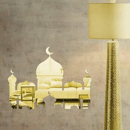 Mirrror Decorations Wall Sticker New Year Home Ramadan Kareem Islamic Arabic Muslin Moon Mosque Mubarak Religion R210