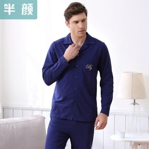Men pajamas set spring and autumn men pajamas 100% cotton long-sleeve sleepwear night wear home clothing free shipping
