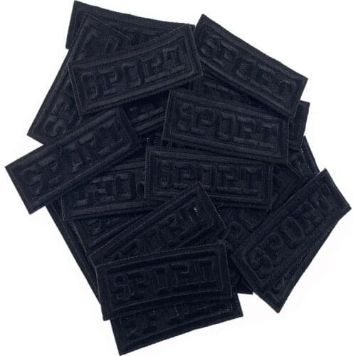 5Pcs Black Sport Patches for Clothes Iron on letter Appliques Stripes Sticker DIY Badges Decoration