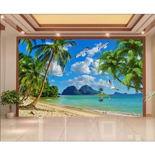 3d room wallpaper custom mural non-woven wall sticker blue sky white cloud sea scenery painting photo wall wallpaper