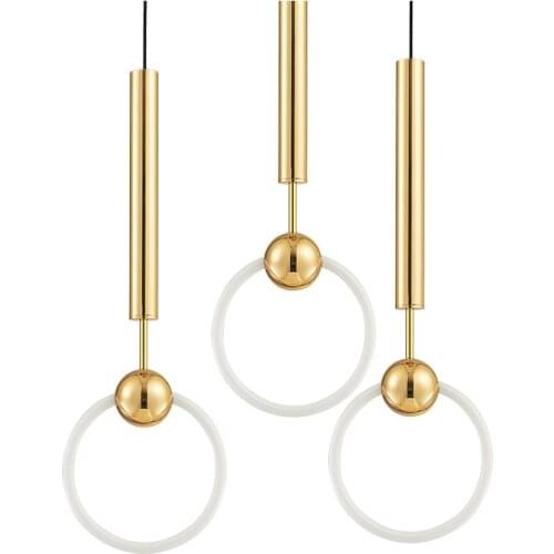 Nordic Simple Gold Ring LED Pendant Light Post Modern Lustre Indoor Lighting Fixtures Dining Room Bedroom Living Room Home Decor