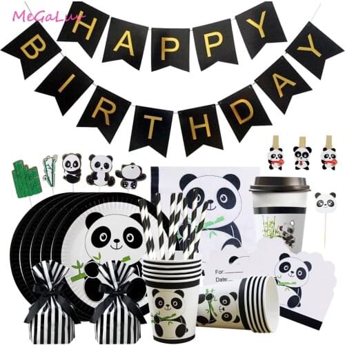 Panda Theme One-time Thin Tableware, Daily Party Supplies, Family Dinner Decoration, Baby Shower Layout