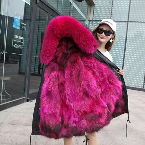 Sale Coats and Jackets Women Fur Parka 2020 New Winter Fox Fur Liner Removable Parka Long Fur Coat Casual Hat Female Jacket