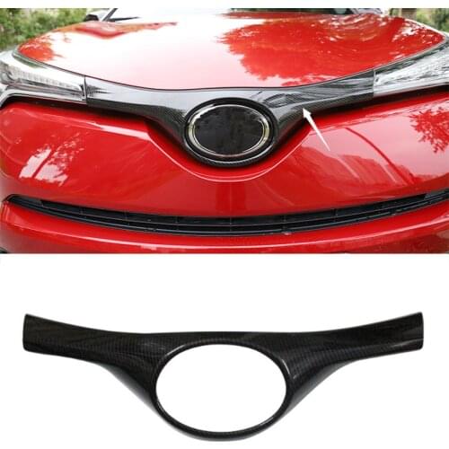Carbon Fiber Style ABS Car Front Hood Grill Grille Cover Logo Trim Accessories For Toyota CHR 2016 2017 2018 Chromium Styling