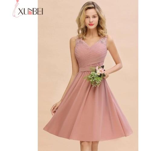 Bridesmaid Dresses Short Pink A-Line Sleeveless Formal Party Elegant Dress For Women Wedding Dress vestidos fiesta boda