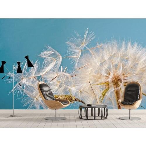 Beibehang Custom wallpaper modern home background wall 3d wallpaper HD light blue dandelion photo painting wallpaper