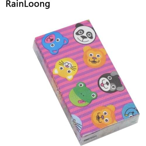 [RainLoong] Animal Printed Pocket Napkin Tissue Handkerchiefs Paper For Decoration Personal Care 21*21cm 5packs (10pcs/pack)