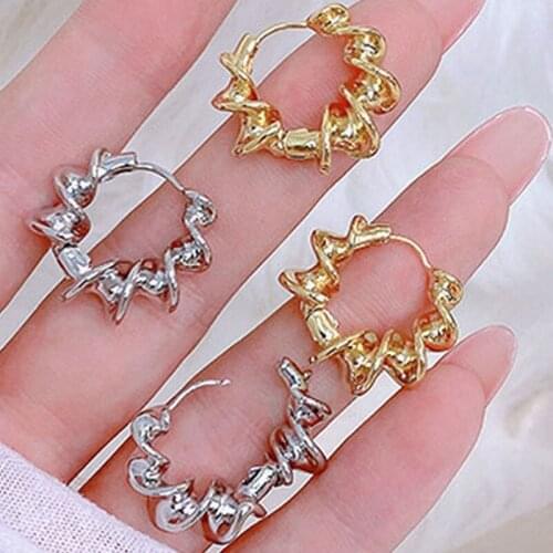 Korean Personalized Spiral 14K Real Gold Plating Earrings Fashion Trendy Exquisite Earring For Lady Luxury Earring Fine Jewelry