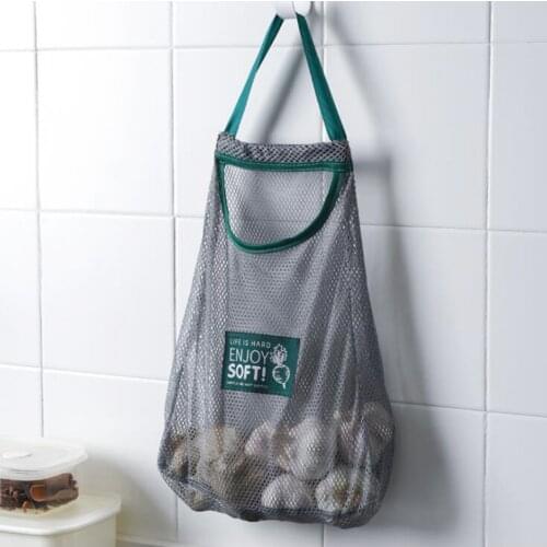 Basedidea Garlic Mesh Bag Kitchen Hanging Sundries Fruit and Vegetable Storage Bag Portable Shopping Pouch
