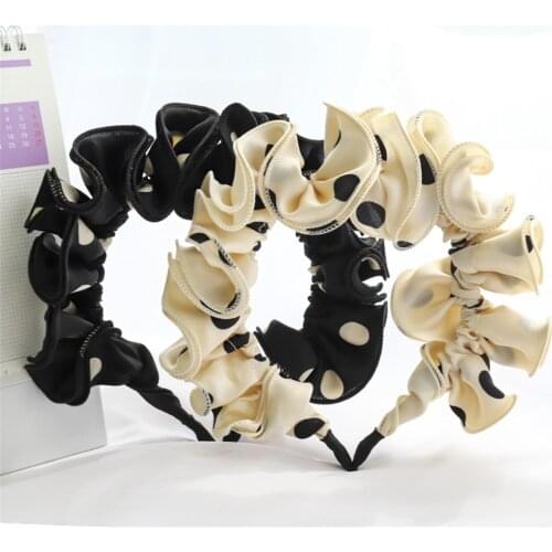 Fabric Dot Hairband For Women Hair Accessories Fresh Wide Headband Girls Korean Accordion Folds Fashion Head Wrap Wholesale