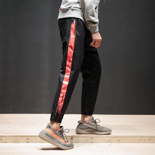 Outdoor 2019 Spring Autumn harem striped loose elastic waist track teenagers sport joggers gym training ankle length pants