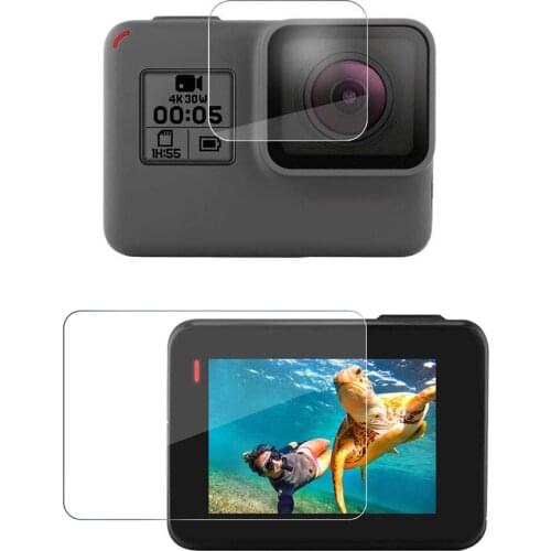 Tempered Glass Protector Film for Go pro Hero 5 6 7 Black Lens Cover+LCD Screen Protective Film For GoPro Hero 7 6 5 Accessories