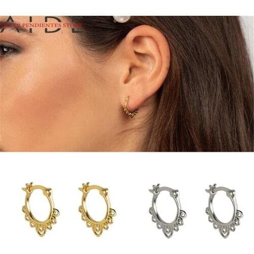AIDE Pendientes Plata 925 Sterling Silver Ear Bone Buckle Piercing Earrings Women Party Minimalist Hoop Earring Jewerly Aretes