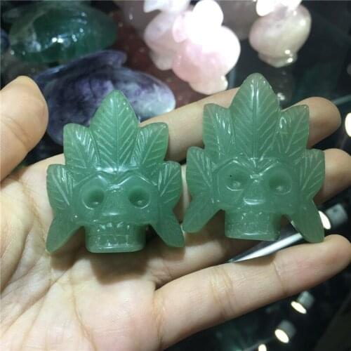 2pcs Natural stones and minerals green aventurine hand carving Indian style figurine as gifts for home decoration wholesale