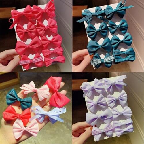 8Pcs/Set Korean Sweet Cute Bows Hair Clip For Kids Girls Hairband Boutique Handmade Hairpins Barrettes Headwear Hair Accessories