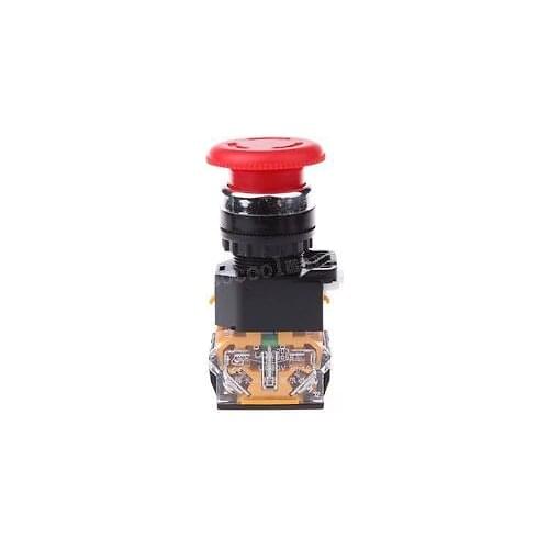 AC 400V 10A Red Sign Mushroom Emergency Stop Push Button Switch 22mm 1NO 1NC