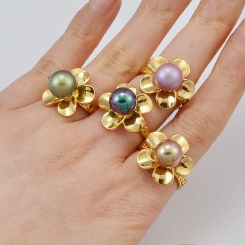 Anniyo Flower Pearl Hawaiian Ring New Zealand Australia Hibiscus Ring Guam Birthday Party Jewelry Chuuk Polynesian #245806