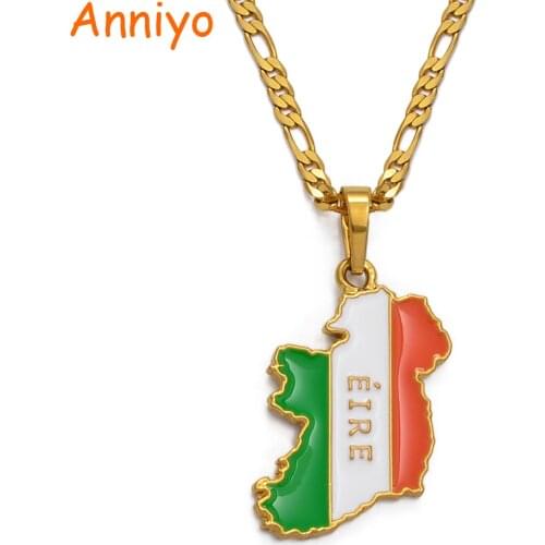 Anniyo Ireland Pendant & Necklaces for Women/Men Gold Color Charm Jewelry Gifts #113906