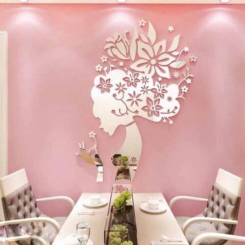Flower Fairy Acrylic 3d Wall Stickers Living Room Beauty Salon Background Health Club DIY Art Wall Stickers Home decor