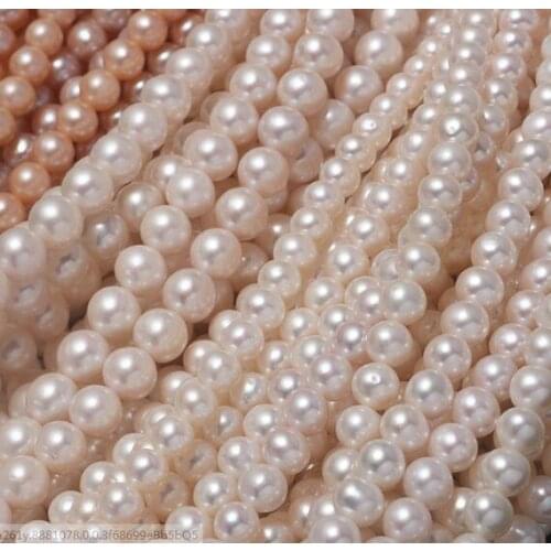 Jewelry Natural freshwater pearl 7-8mm slight flaw and round Loose beads necklace bracelet