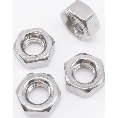 M12 Nuts Hex Stainless Steel Silver Metric Pitch 1.75mm DIN934 Pack 50