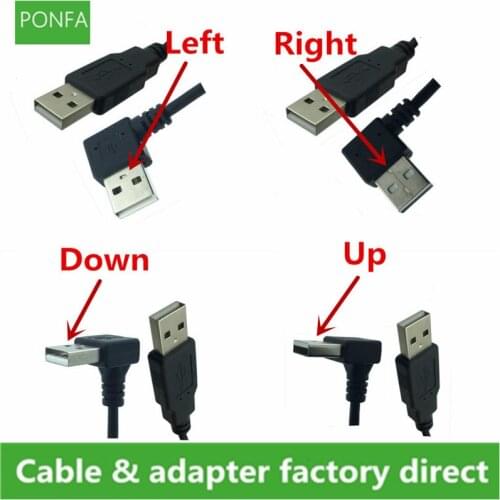 USB Cable Type A Male Up Down Left Right Angle 90 Degree to Male Extension Cable for Radiator Hard Disk USB 2.0 Elbow Cable 25cm