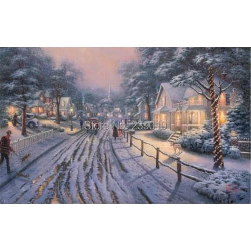 Free shipping wholesale landscape oil painting on canvas mediterranean snowscape prints painting decoration picture