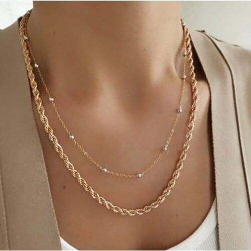 Stainless Steel Collier Femme Mens Necklace Chain Twist Link Punk Gifts for Men Women Man Necklaces Male Figaro Bead Chains Set